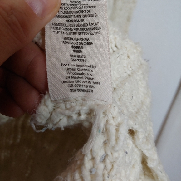 Free People Chunky Knit Cardigan Ivory Cream Small Cotton High Low Hem Pockets - Picture 9 of 10